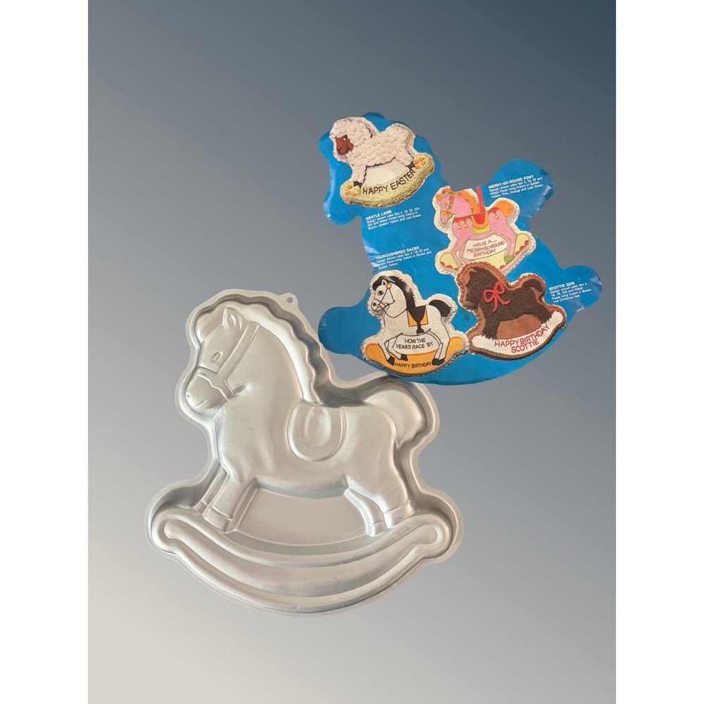 Wilton Rocking Horse Cake Pan Vintage 1984 Aluminum Mold 2105-2388 Silver